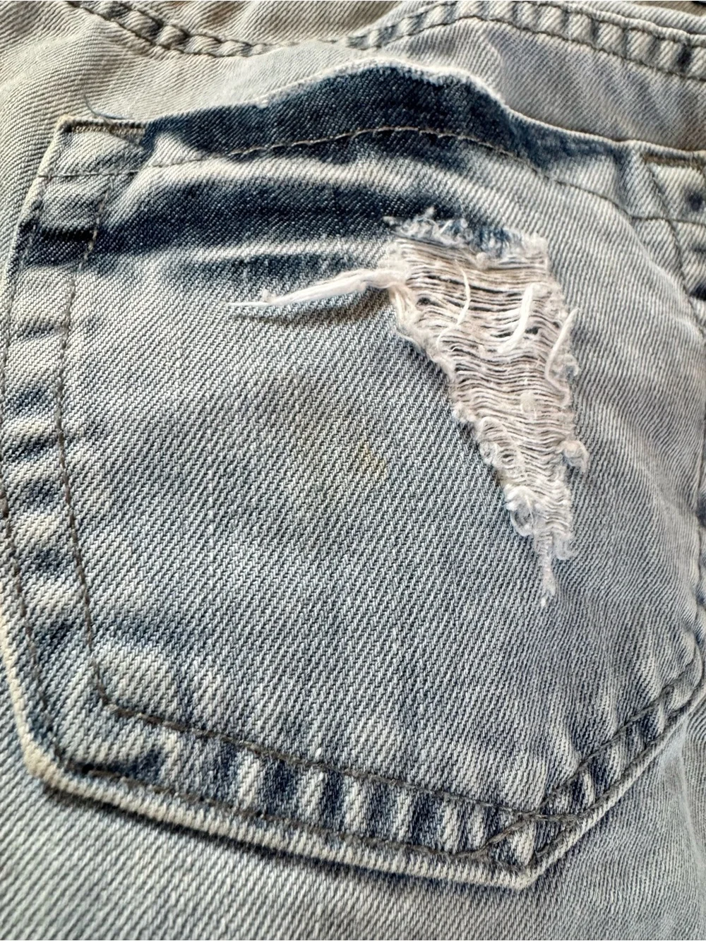 TNW Distressed Denim Mini Skirt Size 42 Acid Wash Frayed Hem